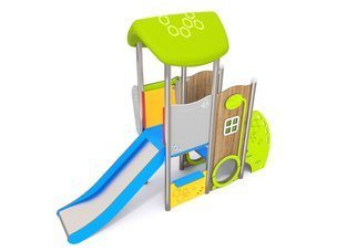 Căsuță cu tobogan pentru loc de joacă - Set cu două platforme - BGL-7114
